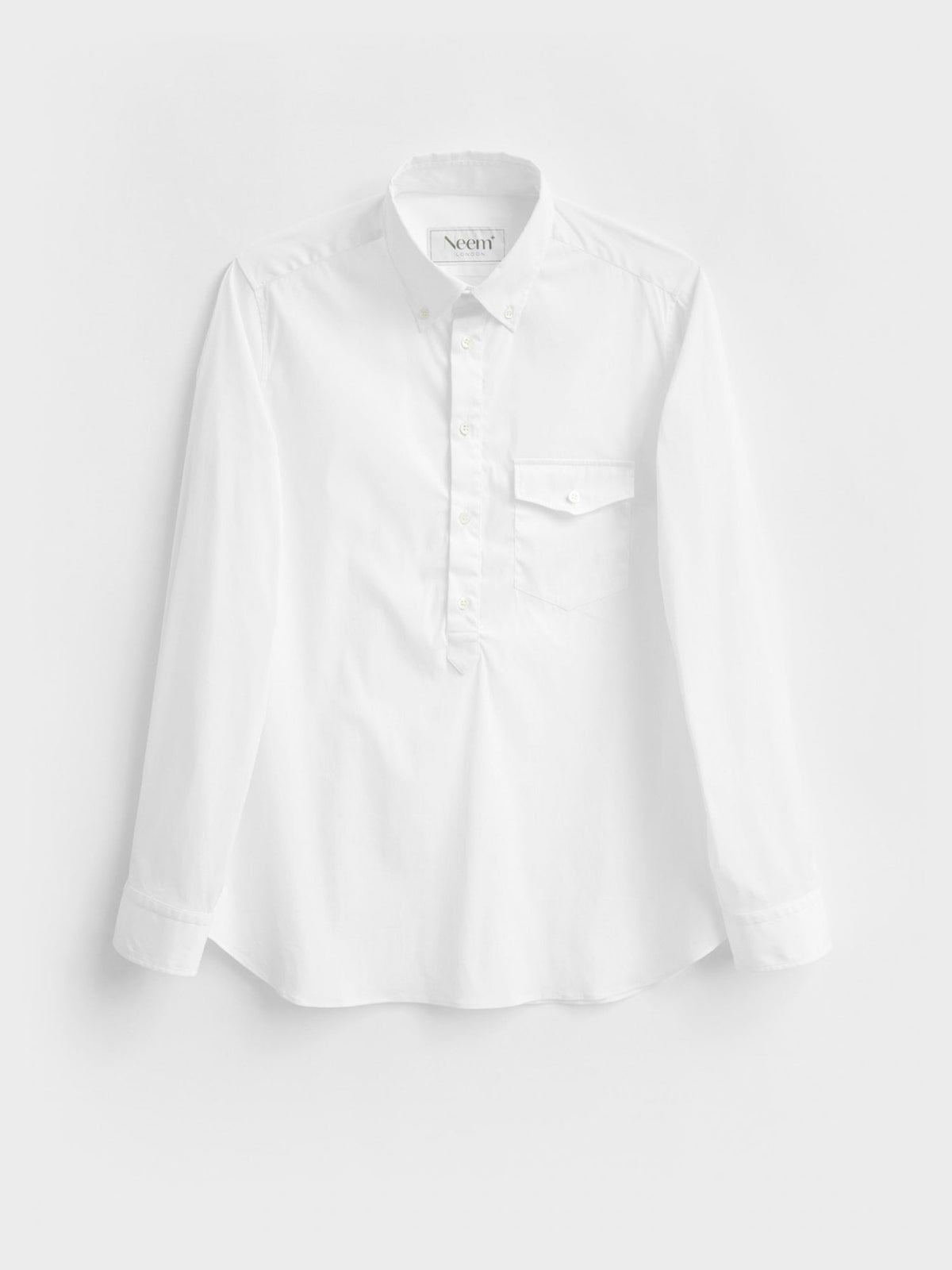 Recycled Italian White Oxford Modern Button-down Popover Shirt
