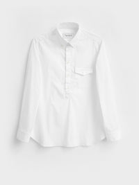 Recycled Italian White Oxford Modern Button-down Popover Shirt
