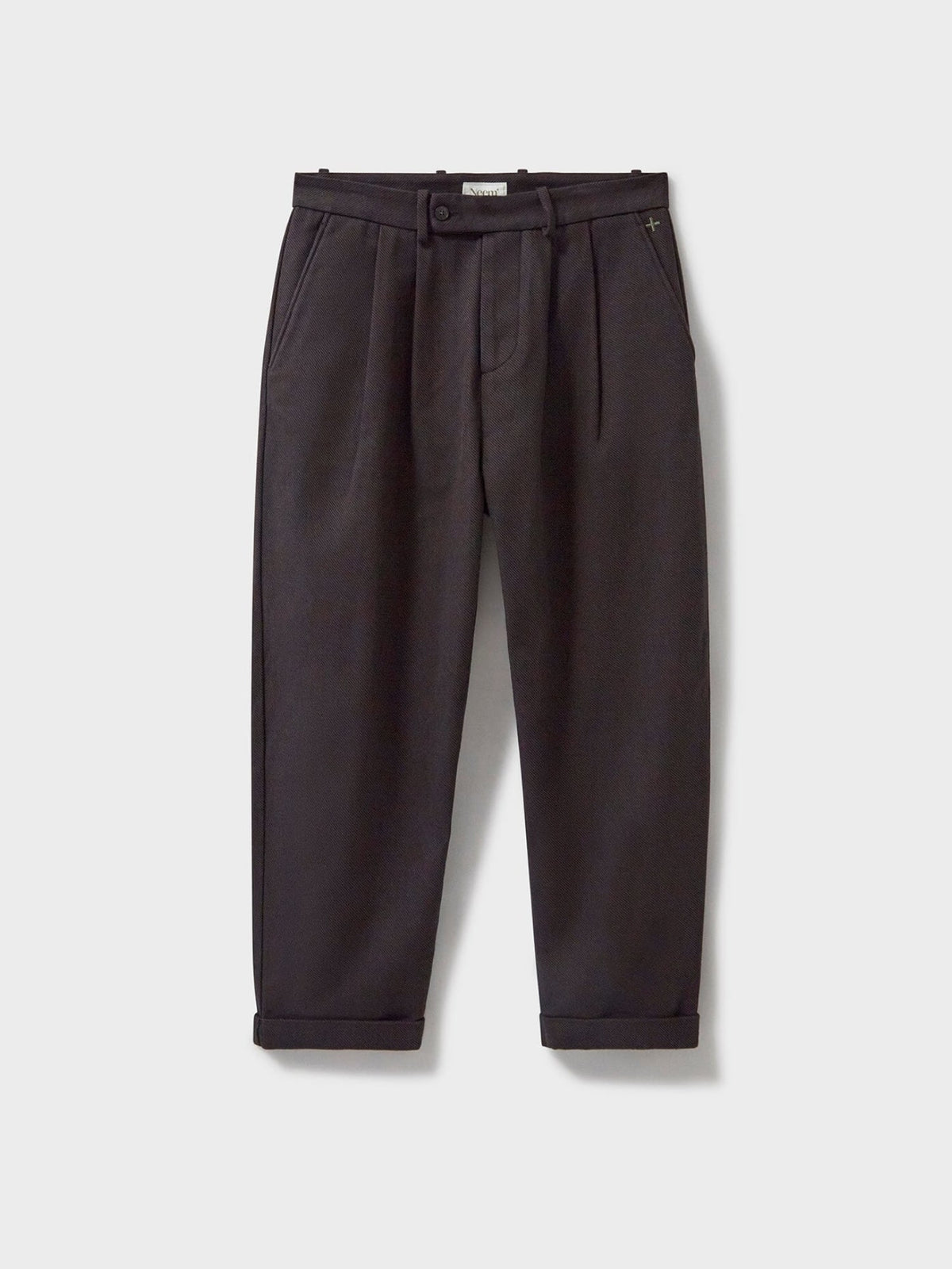 Recycled Twill Chocolate Pleated Trouser