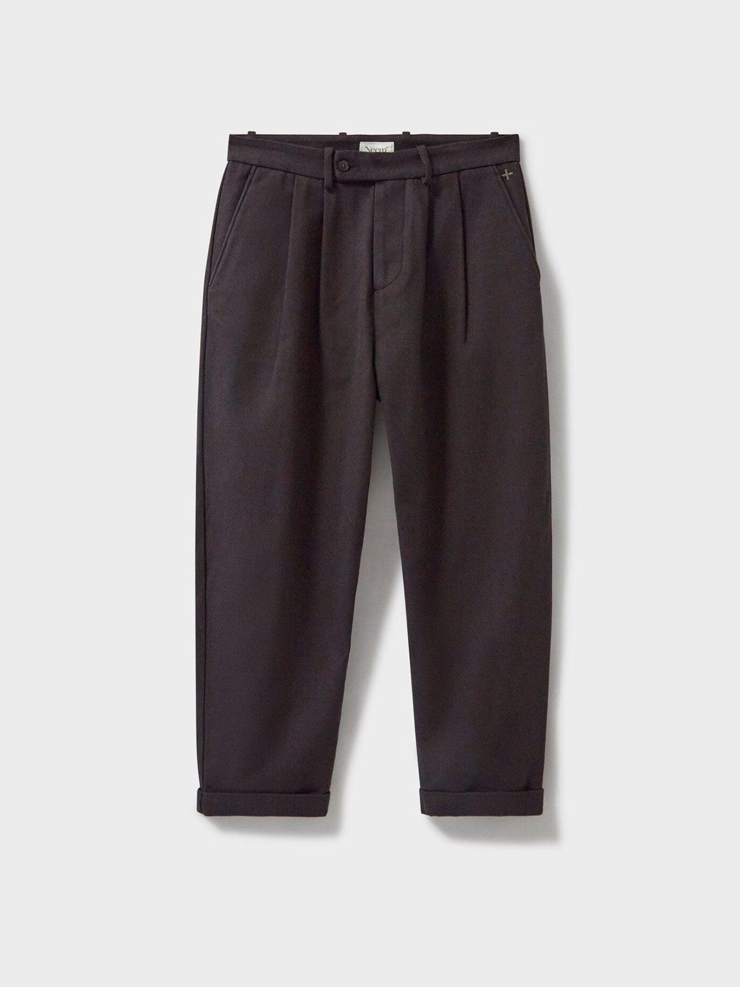 Recycled Twill Chocolate Pleated Trouser