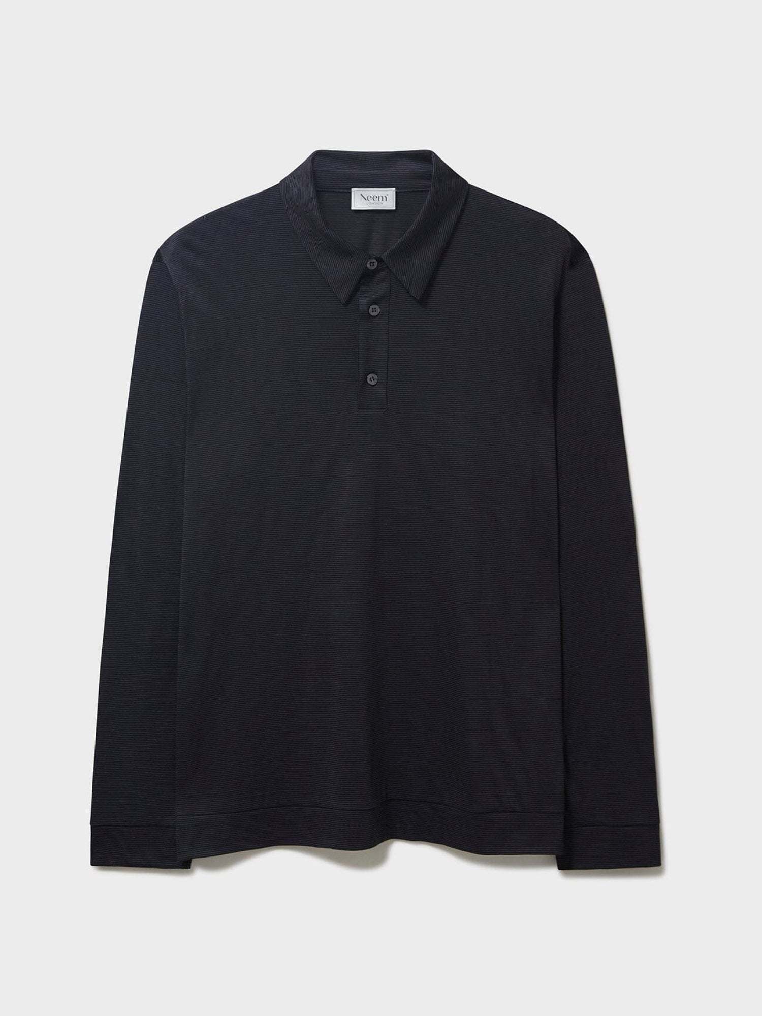 ZQ Merino Wool Black Stripe Long Sleeve Polo