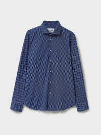 Recycled Italian Navy Square Cut Away Comfort Shirt