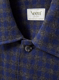 Recycled Italian Flannel Navy & Grey Check Piccadilly Overshirt