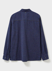 Recycled Italian Flannel Navy & Grey Check Piccadilly Overshirt