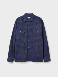 Recycled Italian Flannel Navy & Grey Check Piccadilly Overshirt